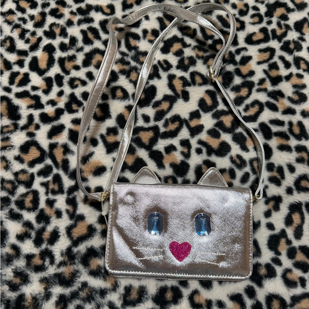 Betsey Johnson Silver Cat Crossbody Bag